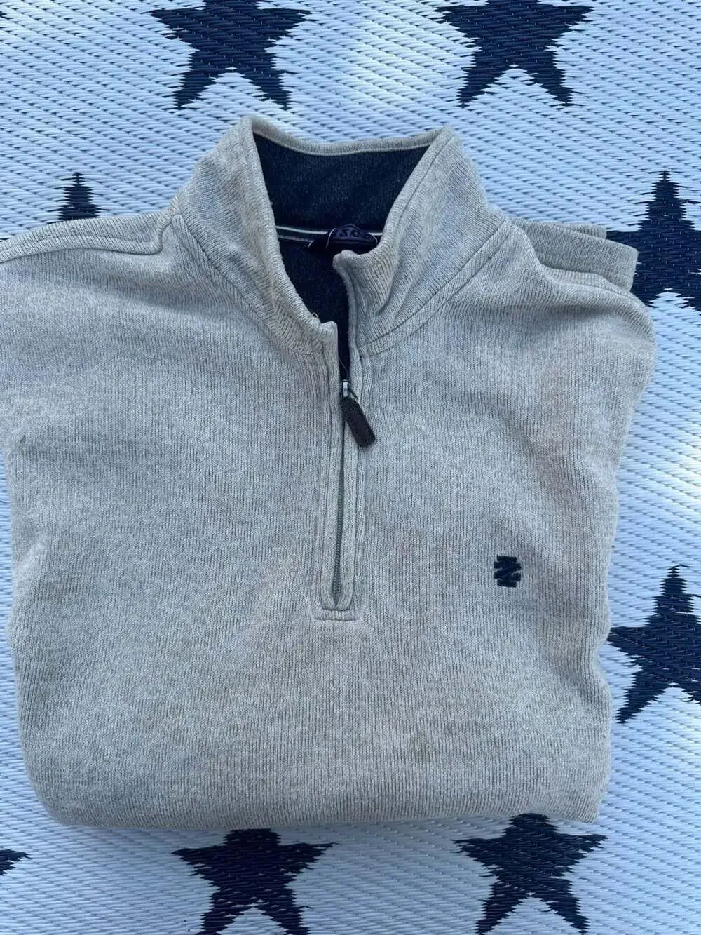 IZOD Heather Oatmeal Ribbed Quarter-Zip Pullover Sweater XL - Picture 6 of 6